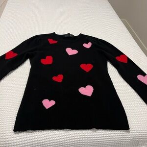 Charter Club Black Sweater with Red and Pink Hearts